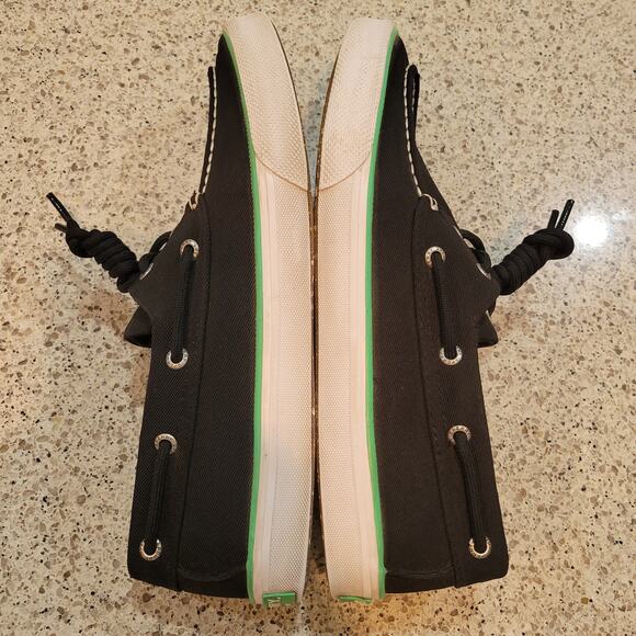SPERRY Men's Bahama II Seacycled Boat Shoes Canvas Black Green Non-Mark Soles✨️9 - Picture 4 of 12